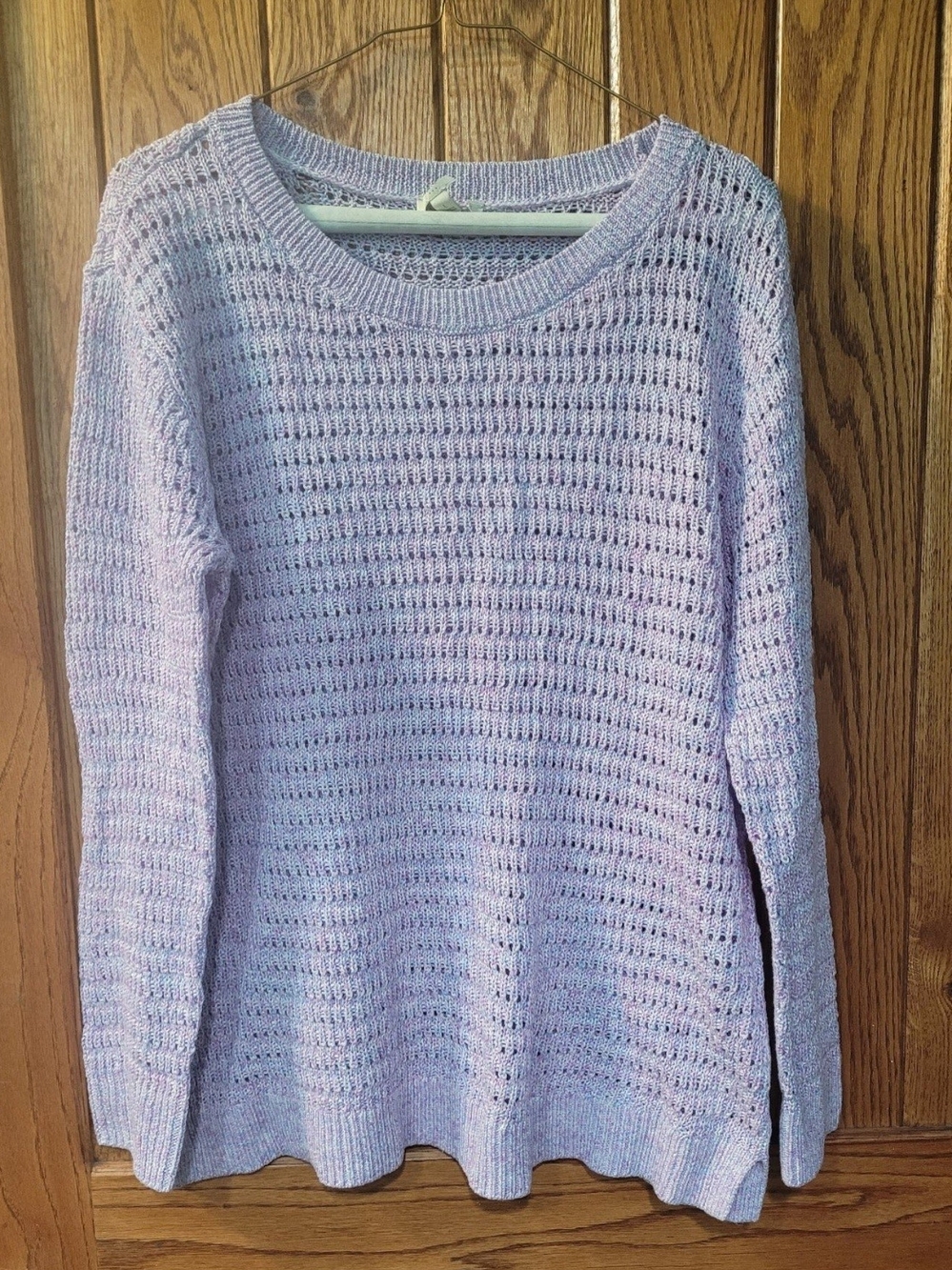 Talbots Light Lavender Open-Knit Crewneck Sweater